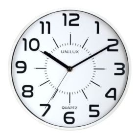 Unilux Unilux Pop Reloj de Pared - Pila Incluida - Numeros Grandes - Mecanismo Silencioso de Cuarzo - Color Blanco