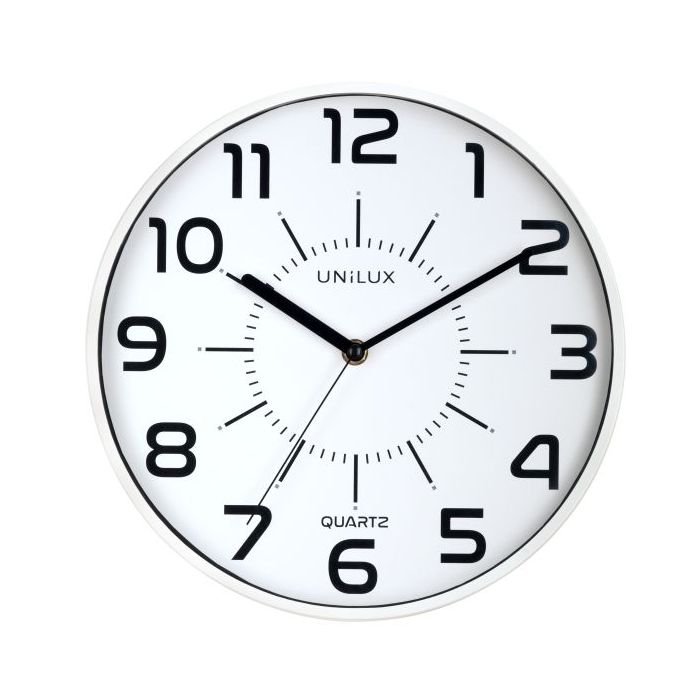 Unilux Unilux Pop Reloj de Pared - Pila Incluida - Numeros Grandes - Mecanismo Silencioso de Cuarzo - Color Blanco