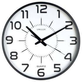 Unilux Unilux Maxi Pop Reloj de Pared - Pila Incluida - Numeros Grandes - Mecanismo Silencioso de Cuarzo - Color Negro