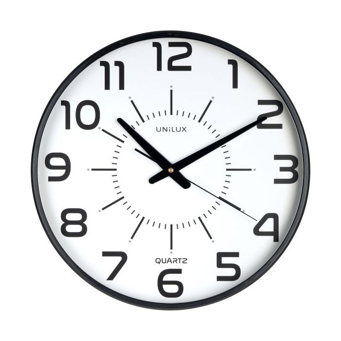 Unilux Unilux Maxi Pop Reloj de Pared - Pila Incluida - Numeros Grandes - Mecanismo Silencioso de Cuarzo - Color Negro