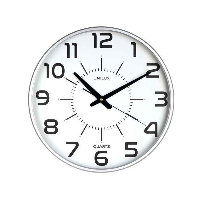 Unilux Reloj de Pared Maxi Pop Gris - Diseño Moderno y Llamativo - Gran Tamaño para Facil Lectura - Color Gris