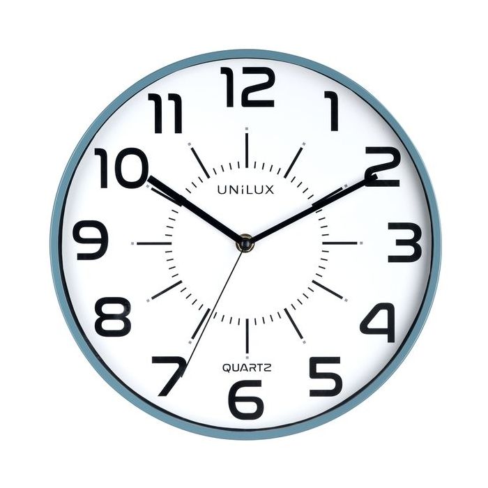 Unilux Reloj de Pared Pop - Diseño Moderno y Colorido - Facil Lectura de la Hora - Funciona con Pilas - Color Azul