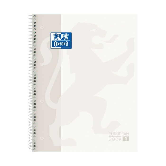 Oxford Europeanbook 1 Cuaderno Espiral Formato A4+ Cuadriculado 5x5mm - 80 Hojas - Banda de Color - Tapa Extradura Brillante - C
