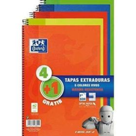 Oxford Classic Write - Erase Pack 5 Cuadernos Espiral Formato Folio Cuadriculado 4x4mm - 80 Hojas - Tapas Extraduras con Pizarra