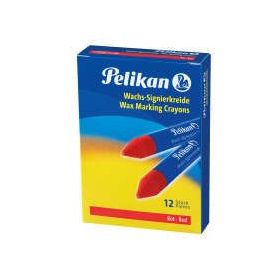 Pelikan Pack de 12 Ceras para Marcar - Punta Resistente - Ideal para Resaltar Textos - Color Rojo