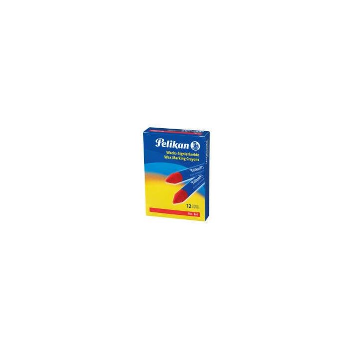 Pelikan Pack de 12 Ceras para Marcar - Punta Resistente - Ideal para Resaltar Textos - Color Rojo