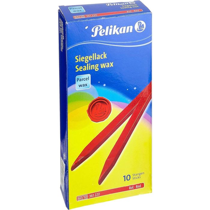 Pelikan Lacre Pack de 10 Barras de Lacre para Paquetes - Ideal para Sellar Paquetes de Forma Segura - Color Rojo