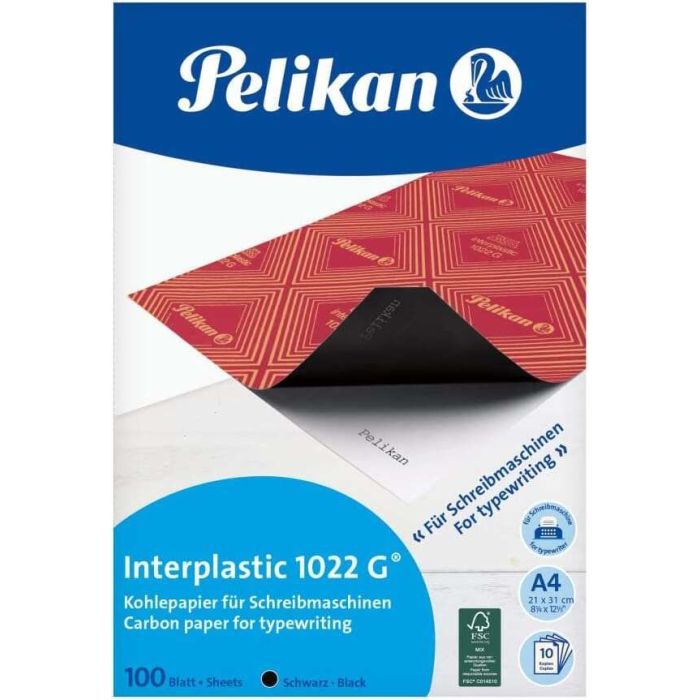 Pelikan Paquete de 100 Papel Carbon Interplastic 1022G - 100 Folios - Alta Calidad - Facil de Usar - Ideal para Copias Precisas