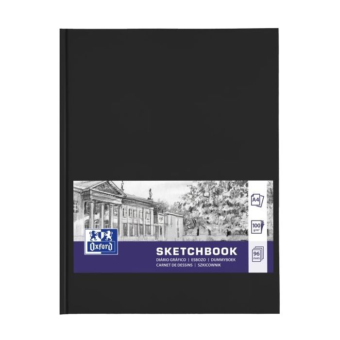 Oxford Oxfart Cuaderno de Bocetos - Formato A4 - 48 Hojas de 100g - Resistente al Borrado - Color Negro