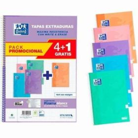 Oxford Classic Write - Erase Pack 4+1 5 Cuadernos Espiral Formato Folio Cuadriculado 4x4mm - 80 Hojas - Tapas Extraduras con Piz