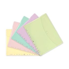 Oxford Sobre Multitaladro - Formato A4 - Cierre con Velcro - Polipropileno - Colores Pastel Surtidos