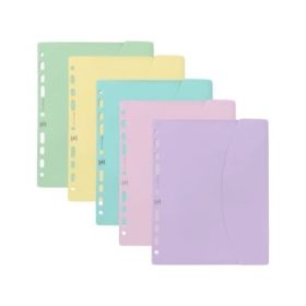 Oxford Sobre Multitaladro - Formato A5 - Cierre con Velcro - Polipropileno - Colores Pastel Surtidos