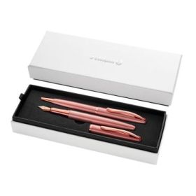 Pelikan Jazz Noble Set de Boligrafo y Estilografica - Cuerpo Satinado con Detalles Cromados - Incluye Estuche de Regalo - Color