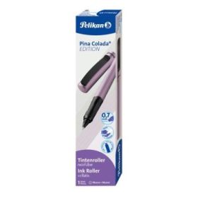 Pelikan Pina Colada Boligrafo Recargable - Trazo de 0.7mm - Agarre Ergonomico Ambidiestro - Cuerpo Rayado Efecto Metalico - Cart