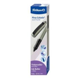 Pelikan Pina Colada Boligrafo Recargable - Trazo de 0.7mm - Agarre Ergonomico Ambidiestro - Cuerpo Rayado Efecto Metalico - Cart
