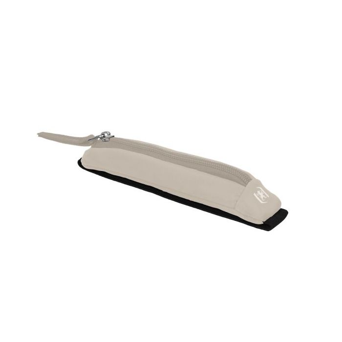 Oxford Executive Estuche Compacto - Goma Elastica para Cuadernos - Cremallera - Nailon Reciclado - 21x4.5x3.5cm - Color Beige