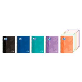 Oxford Cuaderno de Espiral - Formato A4+ - 120 Hojas - Cuadricula 5x5mm - Tapa de Plastico - Colores Vivos Surtidos