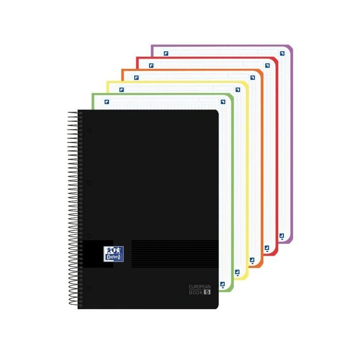 Oxford Live and Go Cuaderno de Espiral - Formato A4+ - 120 Hojas - Cuadricula 5x5mm - Tapa de Plastico - Color Negro