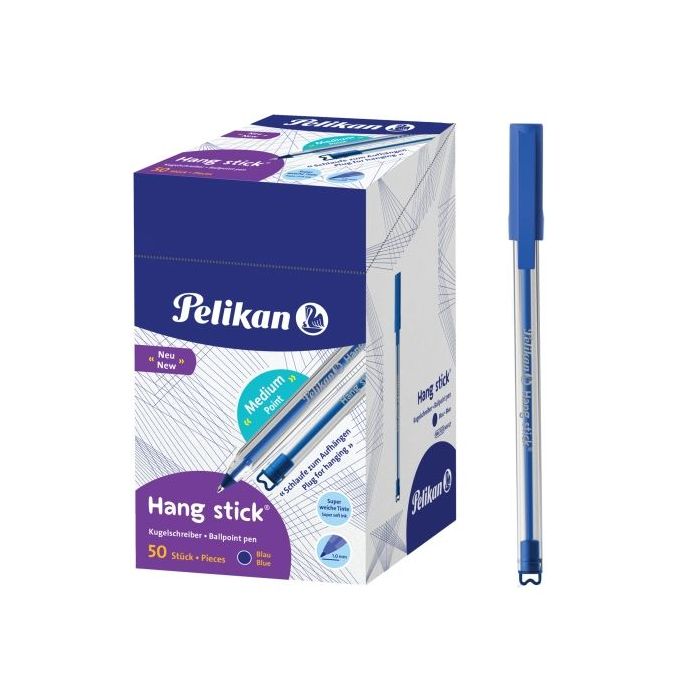 Pelikan Hang Stick Boligrafo de Bola - Trazo de 1mm - Capuchon Antiasfixia - Cuerpo Triangular Ergonomico - Gancho - Tinta a Bas