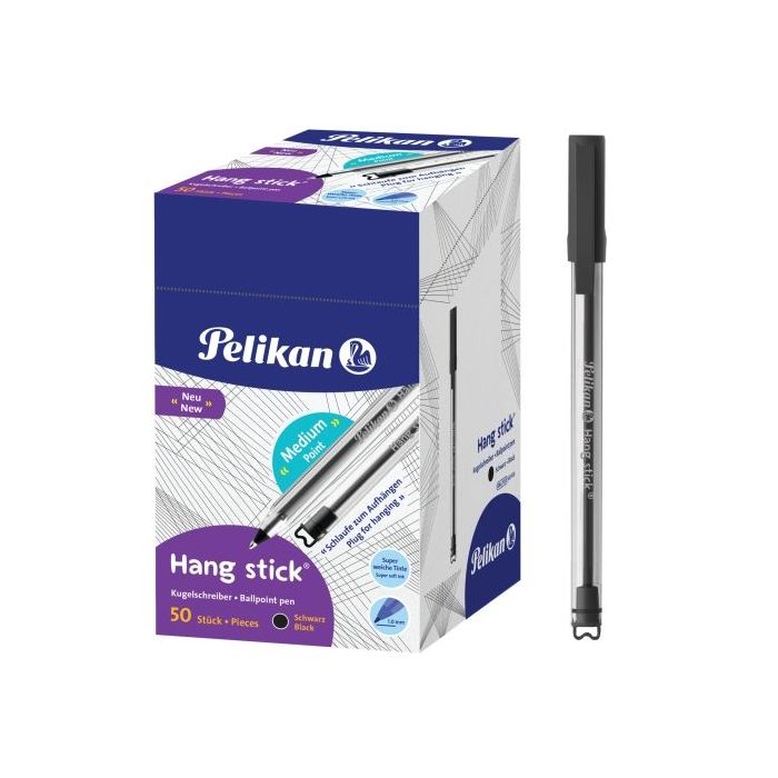 Pelikan Hang Stick Boligrafo de Bola - Trazo de 1mm - Capuchon Antiasfixia - Cuerpo Triangular Ergonomico - Gancho - Tinta a Bas