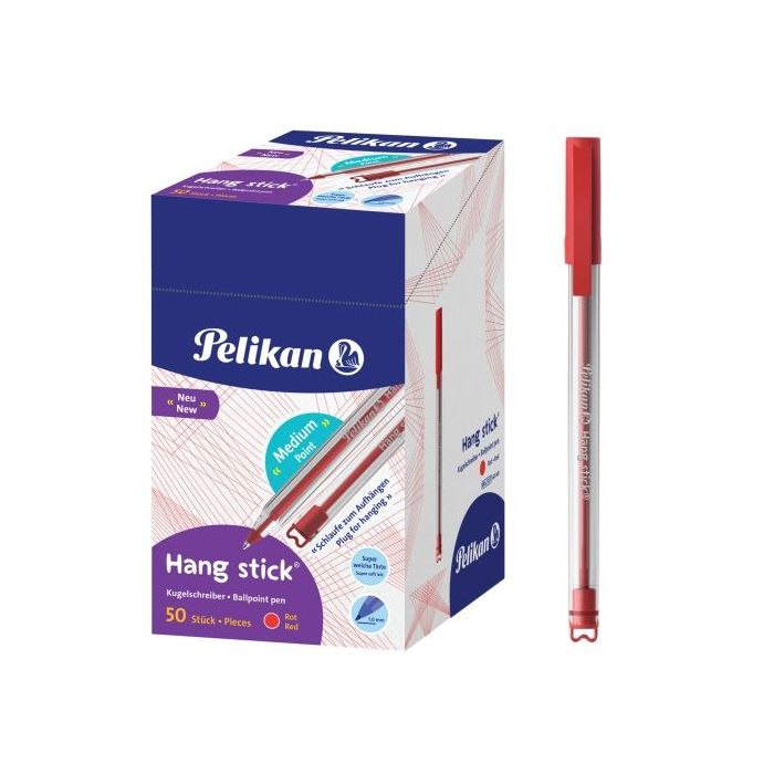 Pelikan Hang Stick Boligrafo de Bola - Trazo de 1mm - Capuchon Antiasfixia - Cuerpo Triangular Ergonomico - Gancho - Tinta a Bas