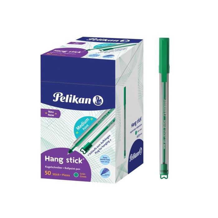 Pelikan Hang Stick Boligrafo de Bola - Trazo de 1mm - Capuchon Antiasfixia - Cuerpo Triangular Ergonomico - Gancho - Tinta a Bas