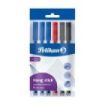 Pelikan Hang Stick Pack de 6 Boligrafos de Colores - Trazo de 1mm - Capuchon Antiasfixia - Cuerpo Triangular Ergonomico - Gancho