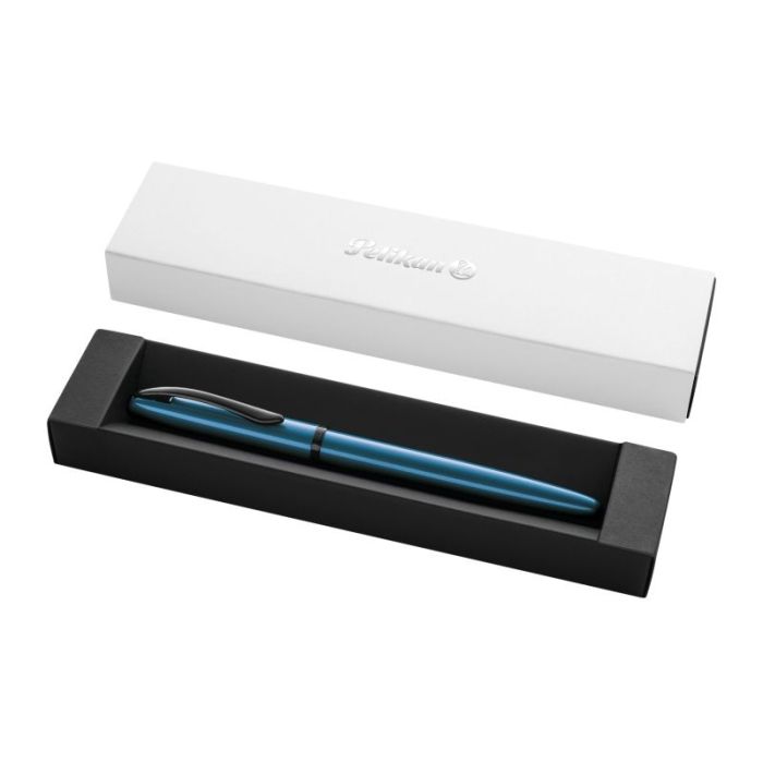 Pelikan Jazz Noble Pluma Estilografica - Punta M - Cuerpo Satinado con Detalles Cromados - Mecanismo de Cartucho Universal - Est