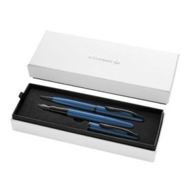 Pelikan Jazz Noble Set de Boligrafo y Estilografica - Cuerpo Satinado con Detalles Cromados - Incluye Estuche de Regalo - Color