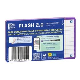 Oxford Pack de 30 FlashCards 2.0 - Formato A7 - Rayado Horizontal 1 Linea - Cartulina de 250g - Digitalizacion de Textos con App