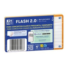 Oxford Pack de 30 FlashCards 2.0 - Formato A7 - Rayado Horizontal 1 Linea - Cartulina de 250g - Digitalizacion de Textos con App