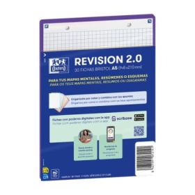 Oxford Pack de 30 FlashCards 2.0 - Formato A5 - Cuadricula 5x5mm - Cartulina de 250g - Digitalizacion de Textos con App - Color