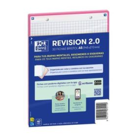 Oxford Pack de 30 FlashCards 2.0 - Formato A5 - Cuadricula 5x5mm - Cartulina de 250g - Digitalizacion de Textos con App - Color