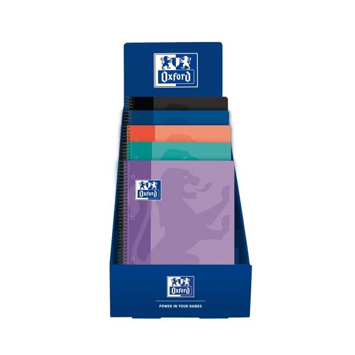 Oxford School Expositor con 25 Cuadernos de Espiral - Formato A4+ - Cuadricula 5x5mm - Tapa de Plastico - Anti Traspaso de Tinta