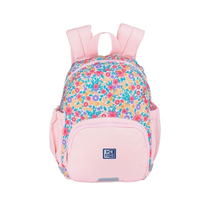 Oxford Floral Mochila Infantil 8.5L - 2 Bolsillos Laterales con Goma Eslastica - Espalda Acolchada Ergonomica - Elementos Reflec
