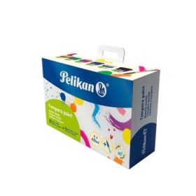 Pelikan Pack de 6 Temperas - 40ml - Pincel de Pelo Pony Nº4 - Consistencia Cremosa - Colores Surtidos