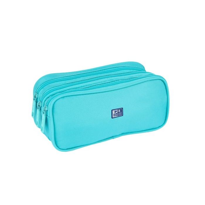 Oxford Kangoo Kids Estuche de 3 Compartimentos con Cremallera - Goma Elastica para Cuadernos - Poliester - Cremallera - 23.5x6.5