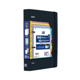 Oxford Europeanbinder Live - Go XL Pack con Carpeta A4+ con Recambio de 160 Hojas Cuadricula 5x5 + 10 Separadores de Plastico +