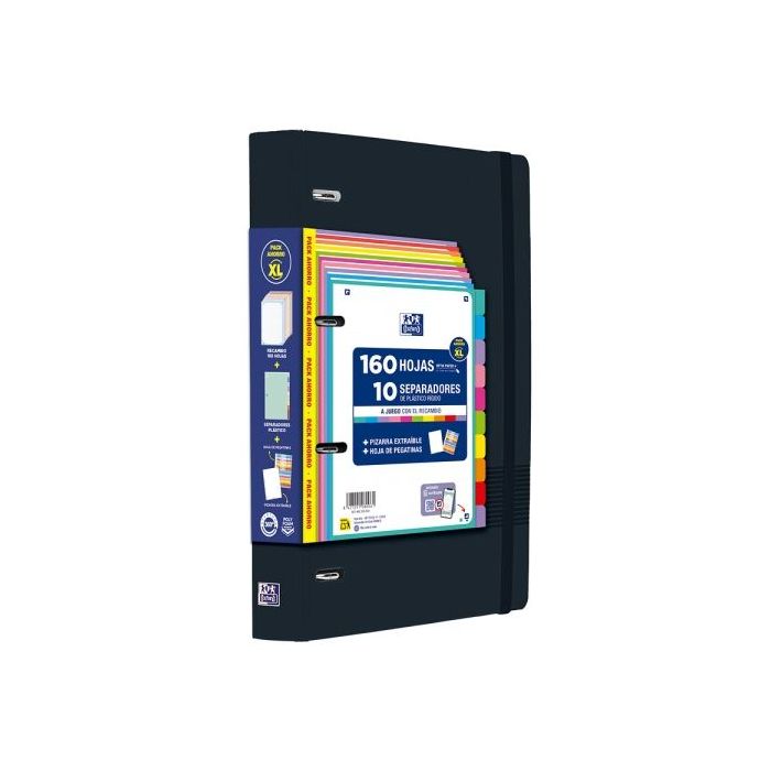 Oxford Europeanbinder Live - Go XL Pack con Carpeta A4+ con Recambio de 160 Hojas Cuadricula 5x5 + 10 Separadores de Plastico +