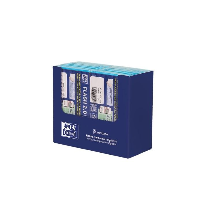Oxford Expositor con 14 Packs de 30 FlashCards 2.0 - Formato A7 - Rayado Horizontal 1 Linea - Cartulina de 250g - Digitalizacion