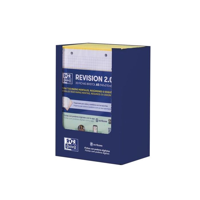 Oxford Expositor con 10 Packs de 30 FlashCards 2.0 - Formato A5 - Cuadricula 5x5mm - Cartulina de 250g - Digitalizacion de Texto