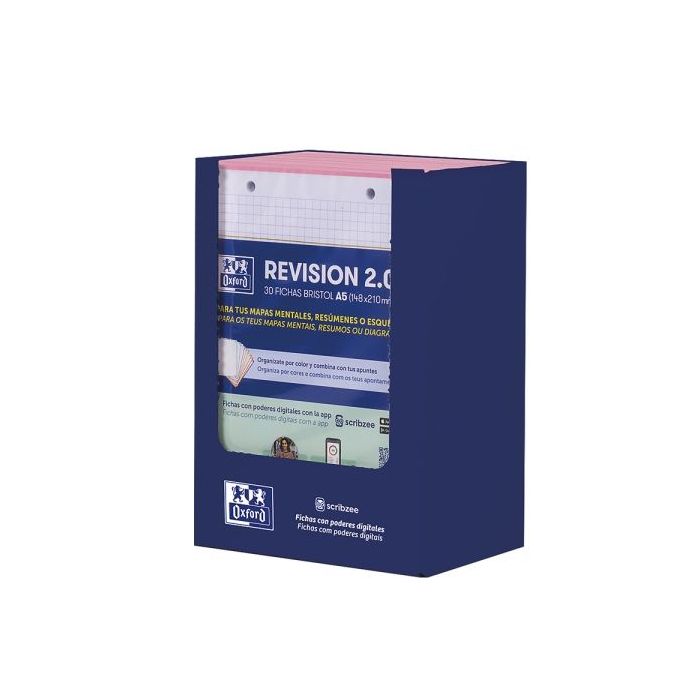 Oxford Expositor con 10 Packs de 30 FlashCards 2.0 - Formato A5 - Cuadricula 5x5mm - Cartulina de 250g - Digitalizacion de Texto