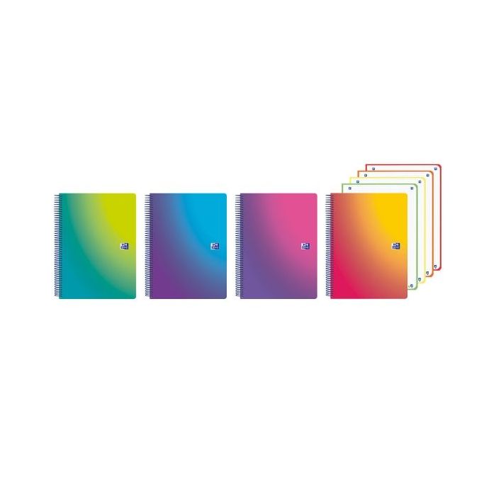 Oxford Cuaderno de Espiral - Formato A5+ - 120 Hojas - Cuadricula 5x5mm - Tapa de Plastico - Anti Traspaso de Tinta - Digitaliza