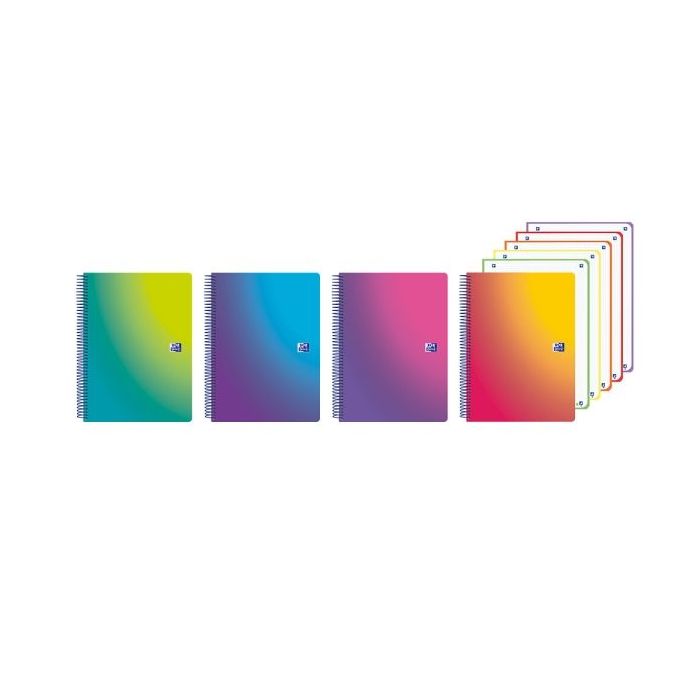 Oxford Cuaderno de Espiral - Formato A4+ - 120 Hojas - Cuadricula 5x5mm - Tapa de Plastico - Anti Traspaso de Tinta - Digitaliza