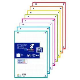 Oxford Recambio de 160 Hojas con 4 Taladros - Formato A4 - Cuadricula 5x5 Enmarcada - Anti Traspaso de Tinta - Digitalizacion de
