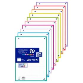 Oxford Recambio de 200 Hojas con 4 Taladros - Formato A4 - Cuadricula 5x5 Enmarcada - Anti Traspaso de Tinta - Digitalizacion de