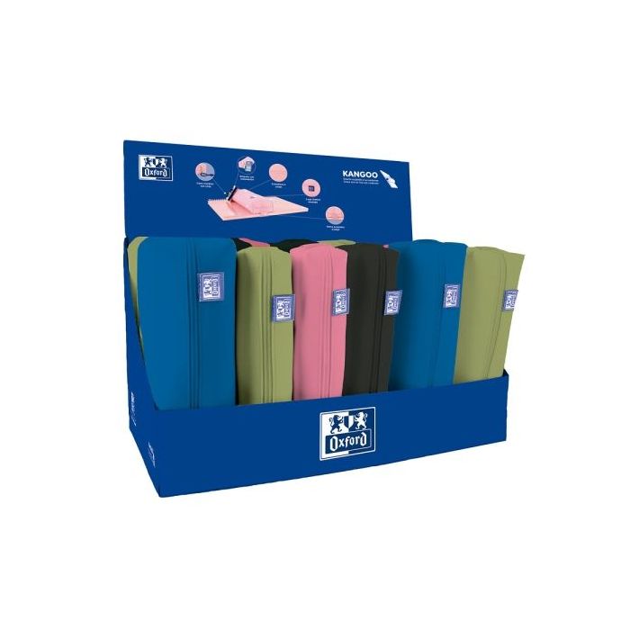Oxford Live and Go Expositor con 22 Estuches - 8 Rectangulares Medianos - 10 Cuadrados Compactos - 4 Cuadrados Grandes - 39.5x24