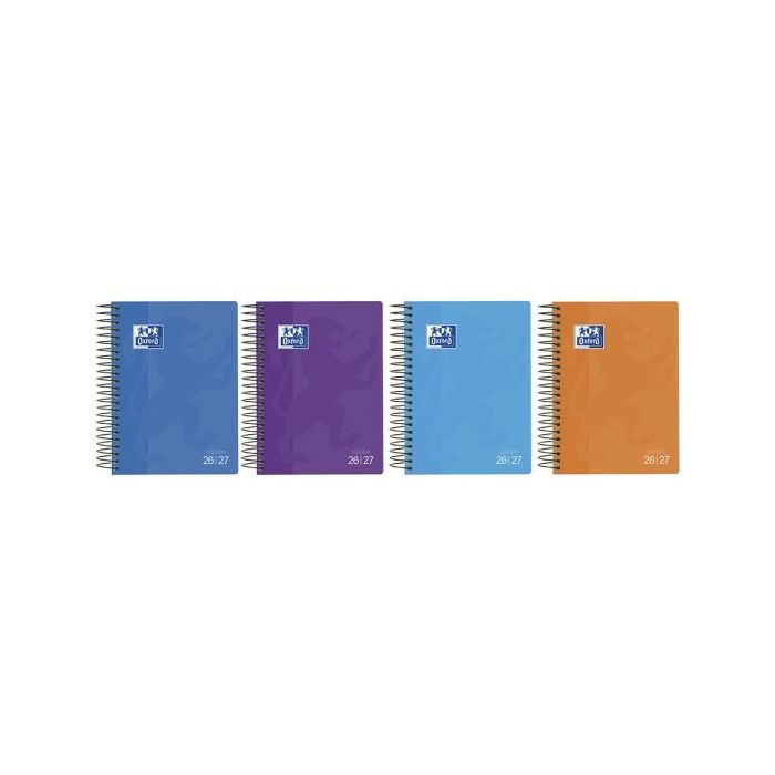 Oxford School Agenda Escolar con Espiral - Catalan - Tapa de Plastico - Formato Octavo - Dia Pagina - Colores Surtidos