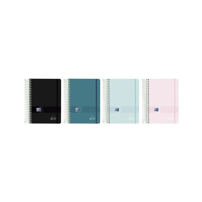 Oxford Live and Go Agenda Escolar con Espiral - Castellano - Tapa de Plastico - Formato Octavo - Dia Pagina - Colores Surtidos