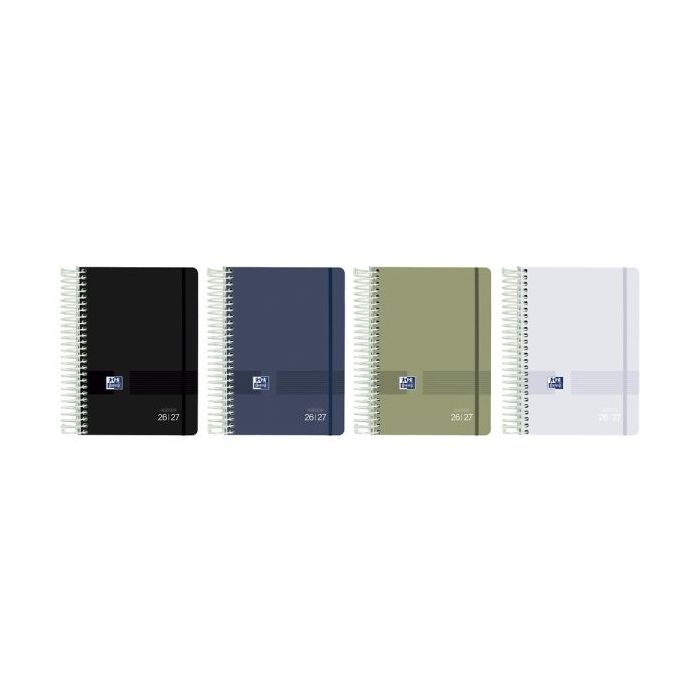 Oxford Live and Go Agenda Escolar con Espiral - Castellano - Tapa de Plastico - Formato Cuartilla - Dia Pagina - Colores Surtido